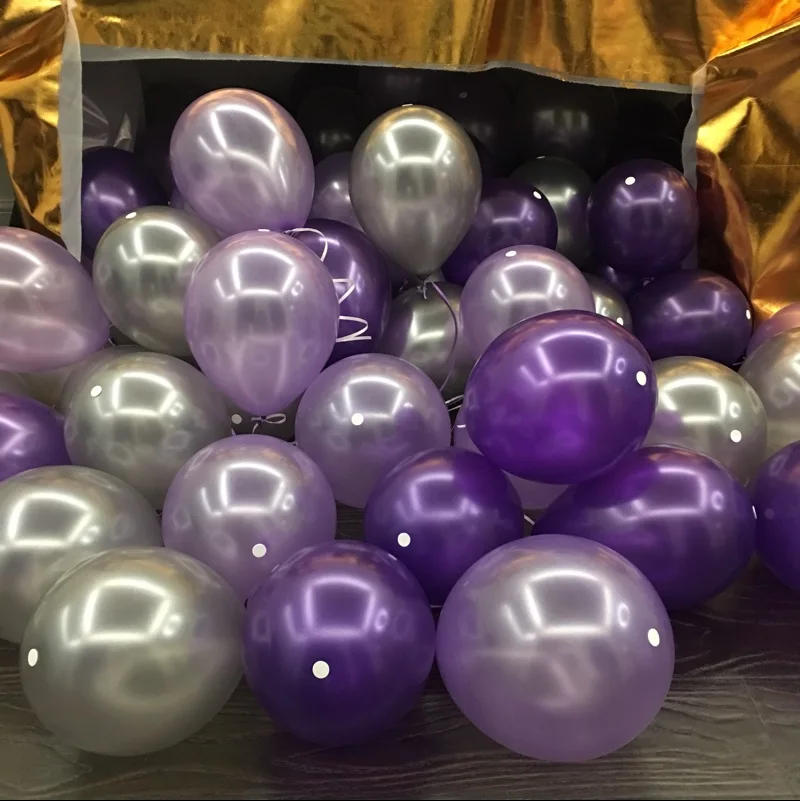 High Quality 12 Inch 2 8g Pearl Balloon 35pcs Lot Purple Silver