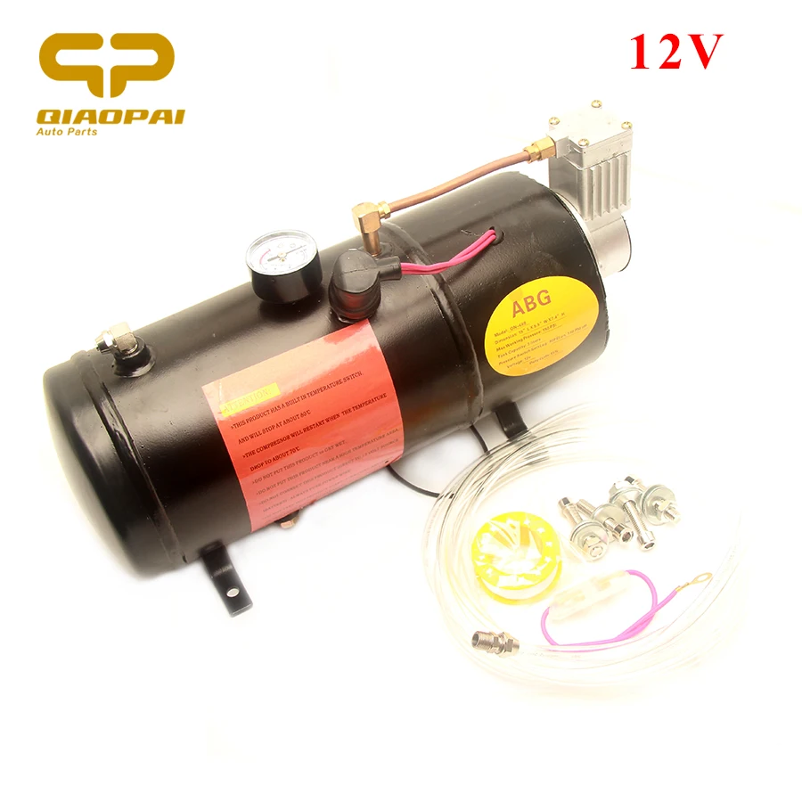

1pc Super Loud Trumpet Air Horn Compressor 12V 3 Liter Horn System Sound Siren Pressure 150 PSI for Truck Car Vehicle Auto Horns