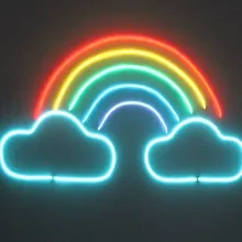 Неоновый светильник из радужного стекла под заказ