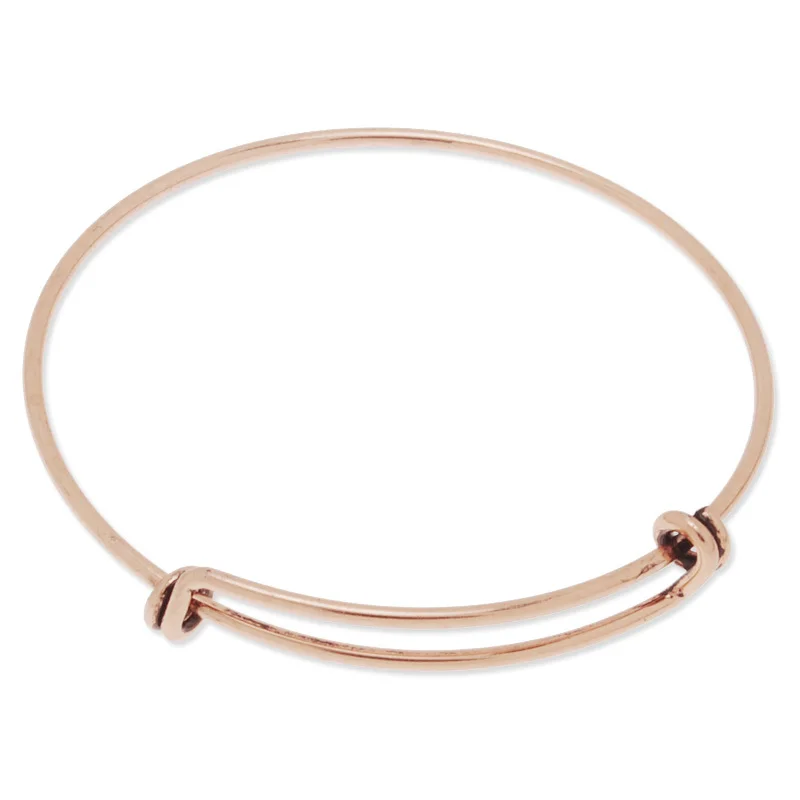 5pcs Fashion Copper Wiring Metal Blank Bracelet, Expandable Adjustable
