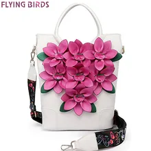Flying birds frauen handtasche luxus blume einkaufstasche eimer umhängetasche damen messenger bags nationalen stil lm4384fb