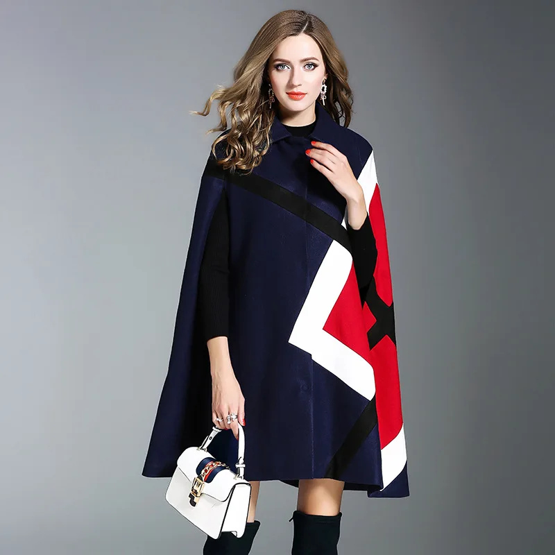 Новая зимняя мода свободная клетчатая Шаль Высокое качество Мода Элегантный отложной воротник однобортный женский шаль пальто - Цвет: Dark Blue