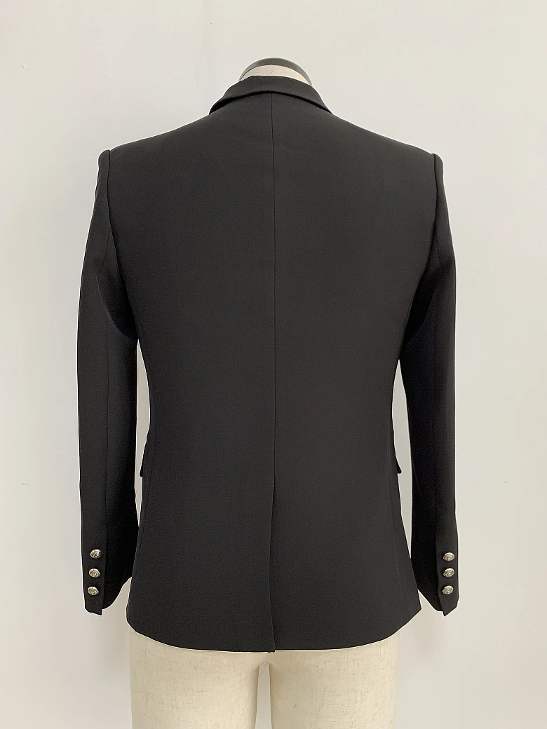 Высокое качество Подиум дизайнерский Мужской Блейзер классический двубортный пиджак с металлическими кнопками в форме льва Куртка Верхняя одежда
