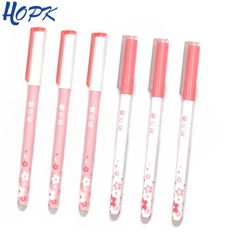 

6Pcs/ Set Flower Erasable Pen Washable Handle 0.5mm Blue/Black Ink Gel Pen Rod for School Office Supplies Tool Stationery