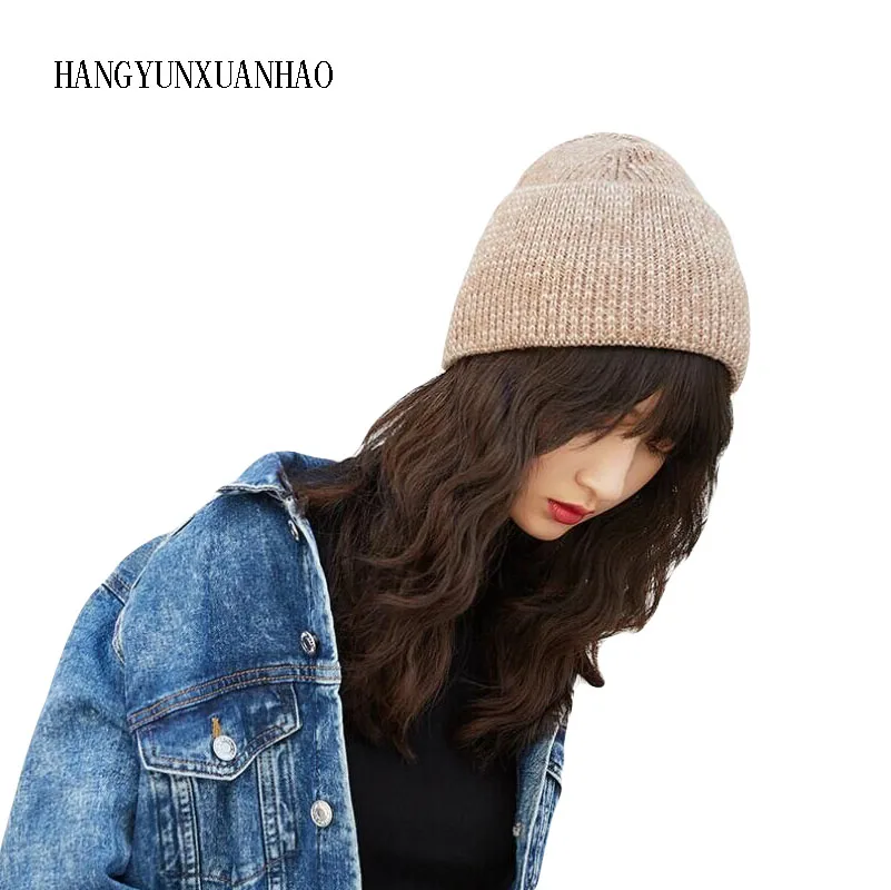 

Women's Beanies Hats for Spring Autumn Winter knitted with Wool Europe and America Fashionable Caps 2019 New Arrival Popular Hat