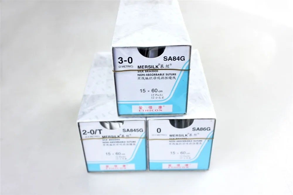 medical Suture line Johnson Ethicon MERSILK line Surgical non absorbable suture line sterile real Silk braid line instrument 6