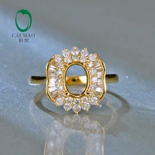 5x8mm oval shape 18K yellow gold Natural Diamond Engagement Ring Jewelry Semi Mount Setting Ring