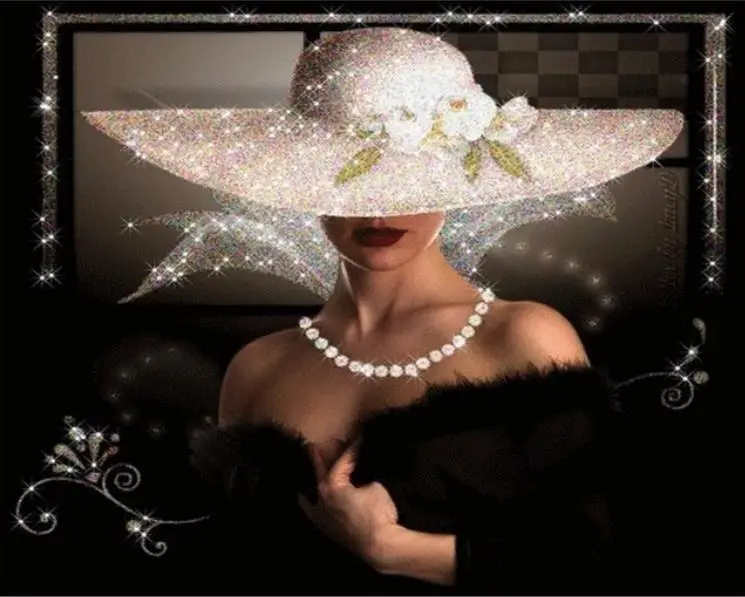 

diamond embroidery A woman in a hat 5d diamond painting full diamond mosaic 3d picture of rhinestones cross