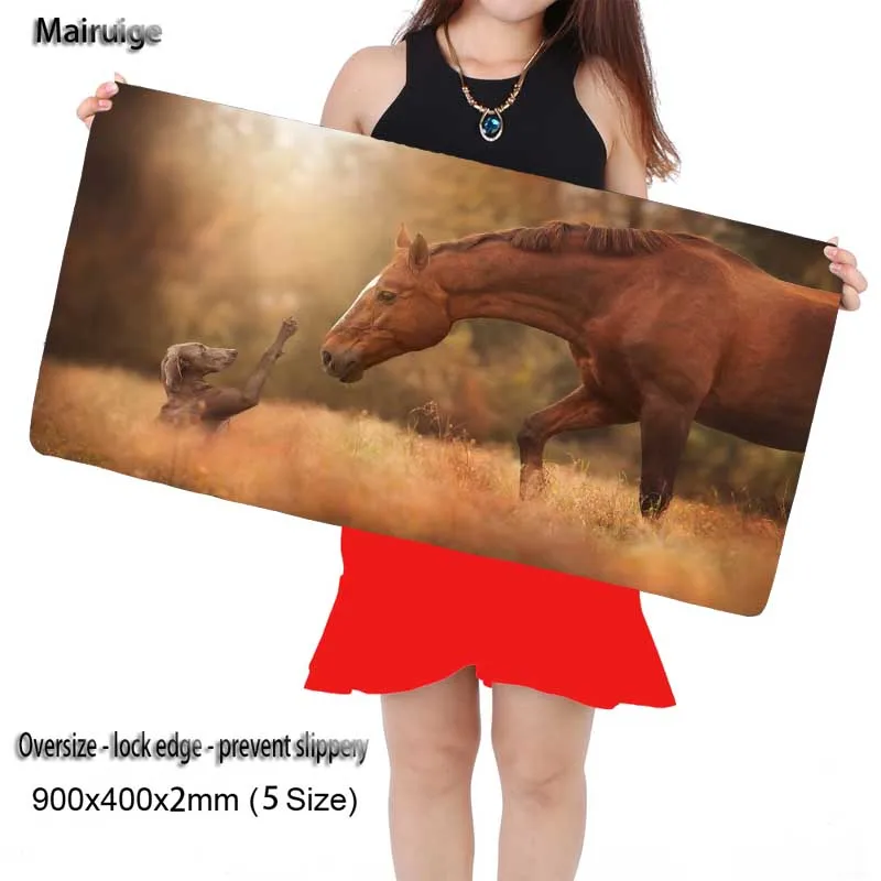 

Dog and Horse Large Gaming Mouse Pad Lock Edge Rubber Speed Animal Mouse Mat Mouse Pad Soft Office Mouse Mat for Office/Home Use