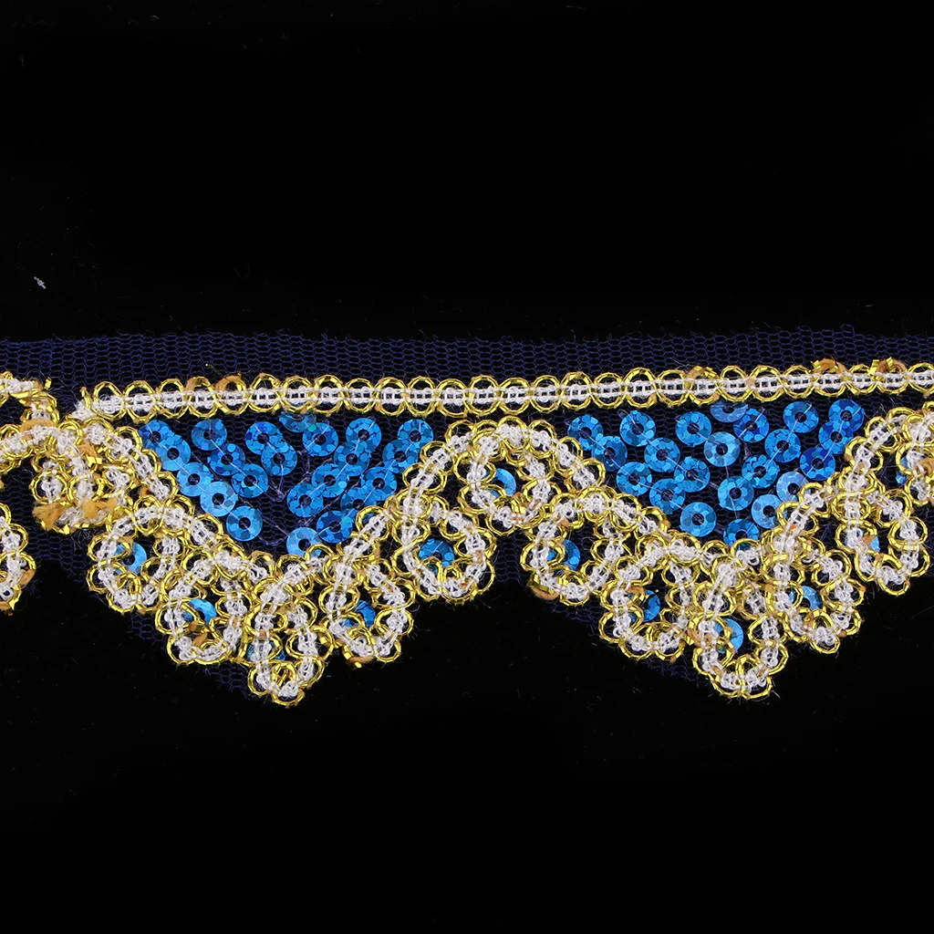 10 Yards Lace Trim /Ribbon Sequin Beaded Dress Edge Sewing Knitting Ornaments, Wedding Party Embellishments 45mm