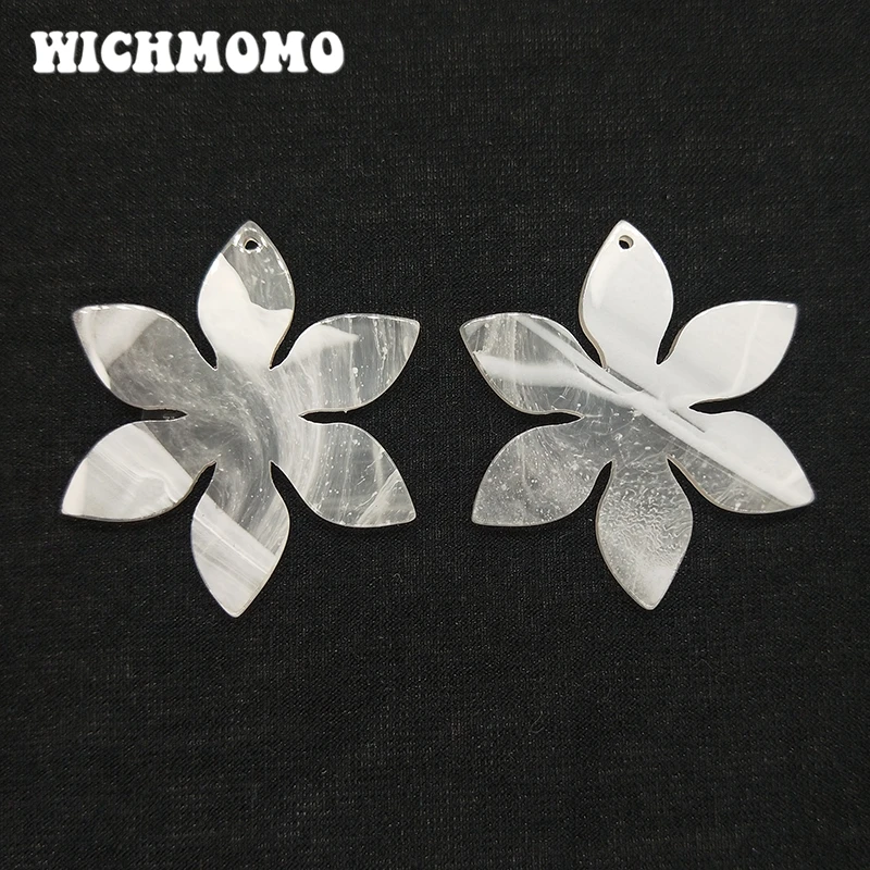 

2019 New 45*38mm 2pieces/bag High Quality Acrylic white Smooth Charms Pendant for DIY Earring Jewelry Making Finding Accessories