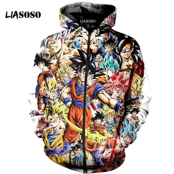 

3D Print Anime Sweatshirt jacket Harajuku zipper shirt hoodies hip hop Dragon Ball Z Ultra Instinct Goku Super Saiyan hoodie A52