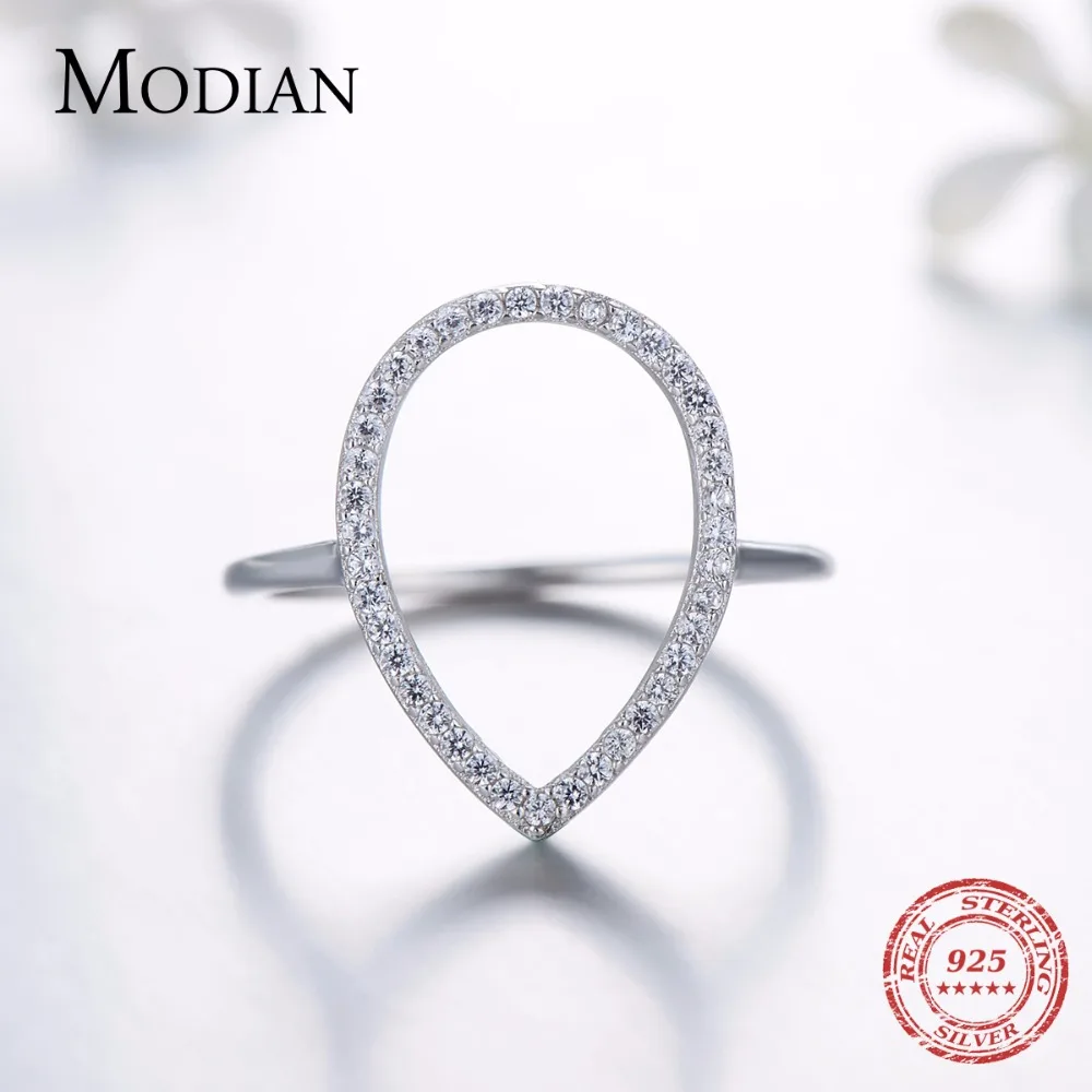 Engagement rings fashion rings fashion ring finger rings Modian new fashion Instagram pear water drop classic ring engagement jewelry sparkling 925 sterling silver rings for women