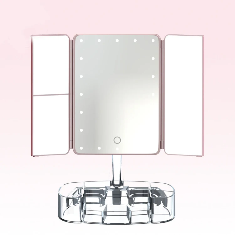 Трехкратный Настольный светодиодный зеркало для макияжа с сенсорным затемнением с обеих сторон/2 раза 3 раза зеркало принцессы настольная лампа
