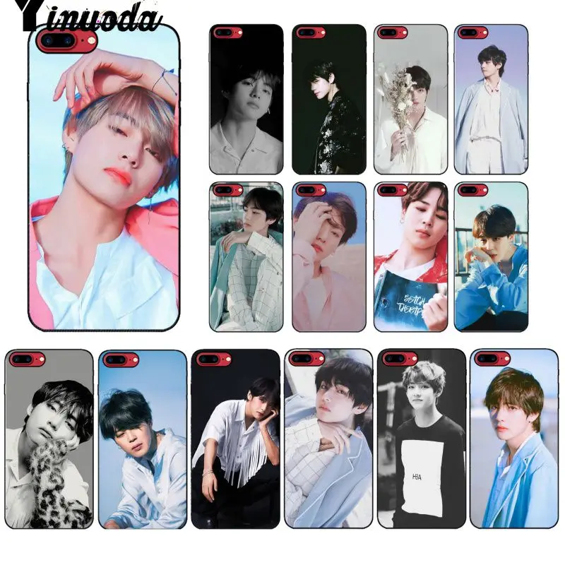 

Yinuoda BTS Bangtan Boys V kim taehyung Arrived Black Cell Phone Case for Apple iPhone 8 7 6 6S Plus X XS MAX 5 5S SE XR Cover