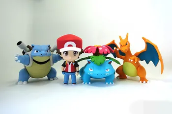 

Huong Anime Figure 10CM Cartoon Pikachu Ash Ketchum Charmander Blastoise PVC Figure Collectible Model Toys Gift
