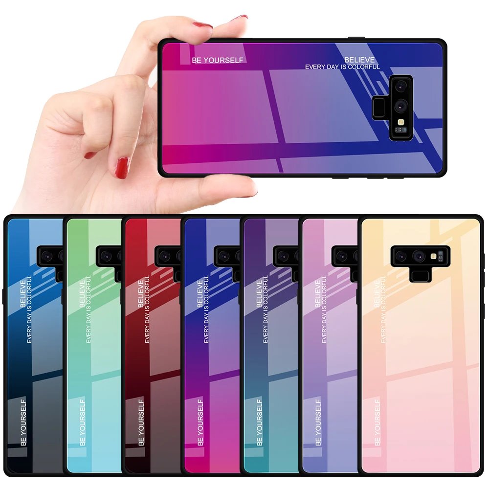 

Gradient Case For Samsung Galaxy A50 A70 A40 S A20 A30 E A10 S10 A7 J8 J6 J4 A6 A8 Plus A9 2018 Glossy Tempered Glass Hard Cover