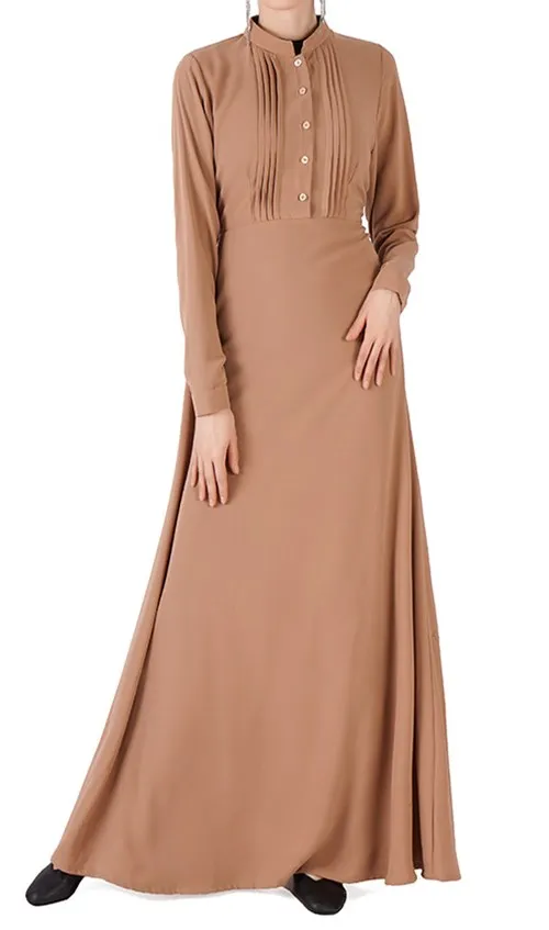 Женская рубашка платье хиджаб мусульманское абайя кимоно Турция Дубай Кафтан турецкая исламская одежда Бангладеш черный серый красный синий Халат - Цвет: Brown Abaya