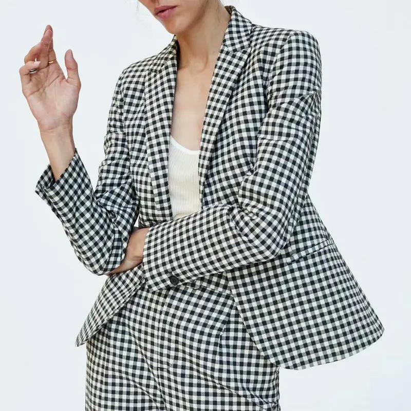 

Women Autumn Special Casual Stylish Plaid Suit Blazers Loose With Pocket Fashion Good Quality Hot All-matched Female Coat