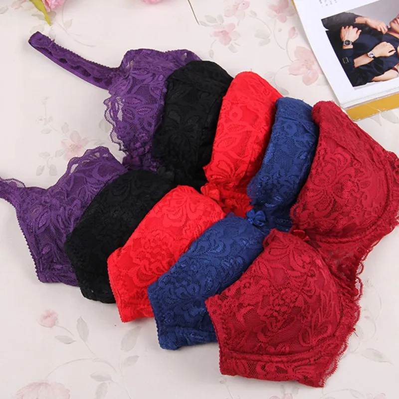 

2019 new double row buckle full lace thin bra simple simple wild color sexy bra