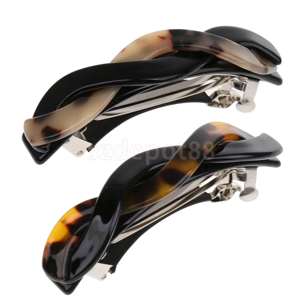 2Pcs Japanese Twist Spring Hair Clip Barrette Hairpin Clamp Ponytail Holder