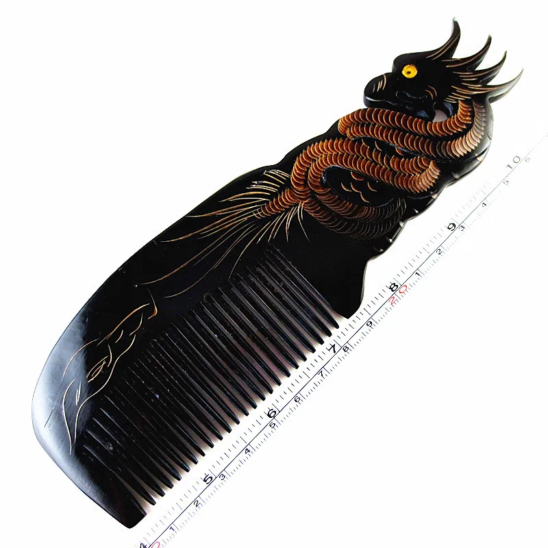 Dragon and Phoenix black horns head massager hair comb brushes (4)