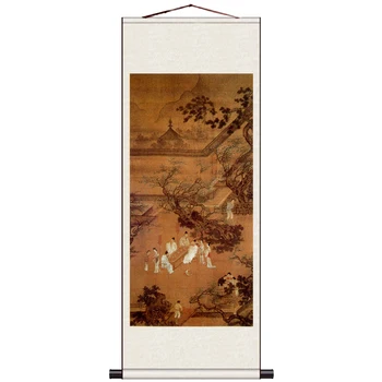 

Tang Bohu Tangyin Landscape Figure Painting Scroll Painting Ancient Calligraphy Decorative Painting Silk Painting