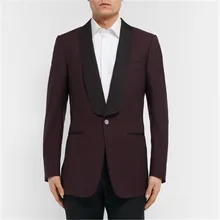 Лучший мужской костюм бордового цвета на заказ из 2 предметов(куртка+ брюки+ галстук) Модный Блейзер TERNO для жениха Masculino Trajes De Hombre 131
