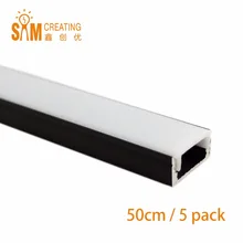 5pcs Free Shipping 0.5M Black Super Slim Recessed Aluminum LED Profile without Flange Using for Strip within 12mm Led Bar Lights