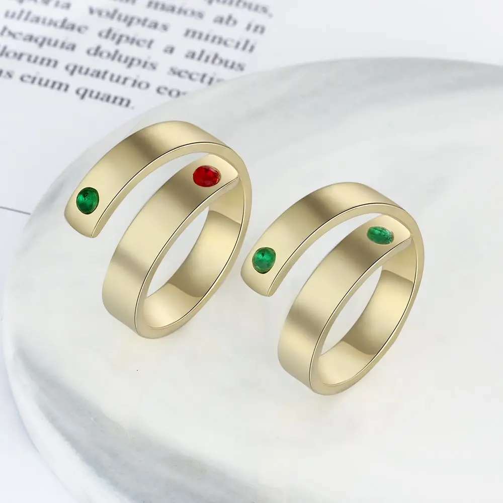Персонализированное кольцо для женщин, очаровательное ювелирное изделие из нержавеющей стали, 3 цвета, выгравированное имя, сделай сам, камни по месяцу рождения, модные на юбилей, свадебный подарок