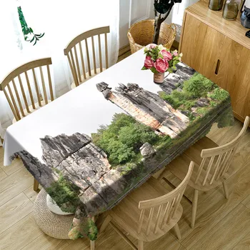

picnic tablecloth Waterproof 3D rectangle table cover party round table cloth customized size Grey green Cushion cover