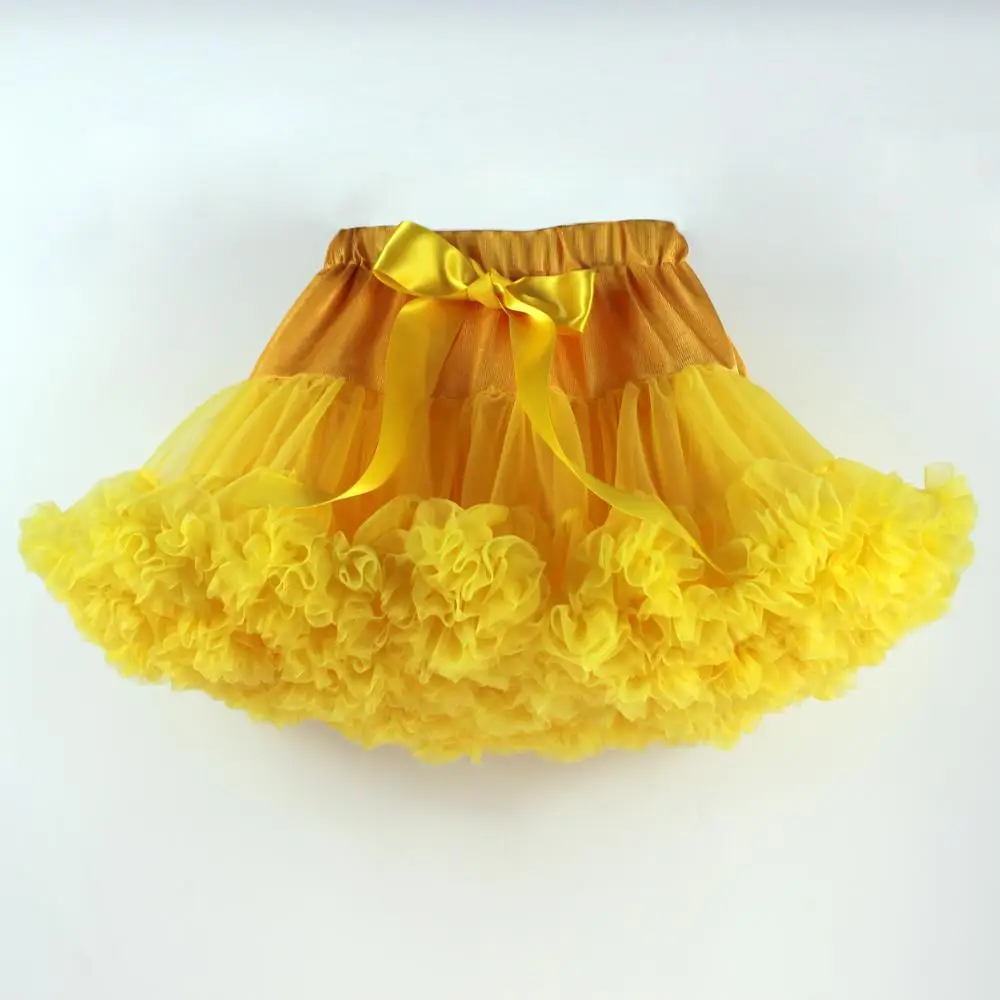 Factory Offer Solid Gold pettiSkirt fully chiffon tutus children dancing clothing
