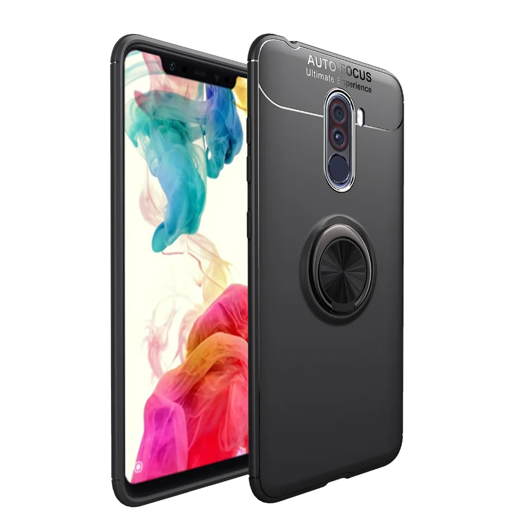 BYHeYang For Pocophone F1 Case Finger Ring Magnet Matte tpu Silicone Cover Xiaomi PocoPhone case pocophon Poco Global |