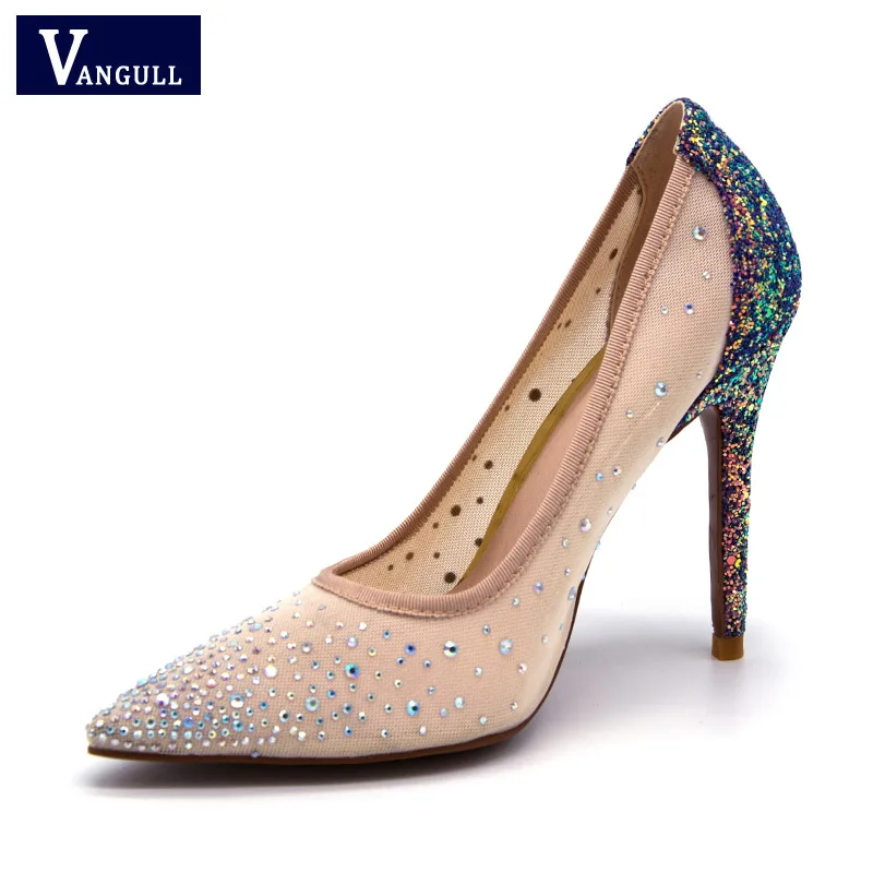 

Vangull Women Pumps Extrem Sexy High Heels Women Shoes Thin Heels Female Shoes Wedding Shoes Dazzle colour Crystal Ladies Shoes