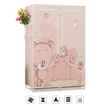 

Simple Wardrobe Assembly Nonwoven Dustproof Moisture proof Bedroom Storage Organizer Zipper Clothing Closet for Home Furniture