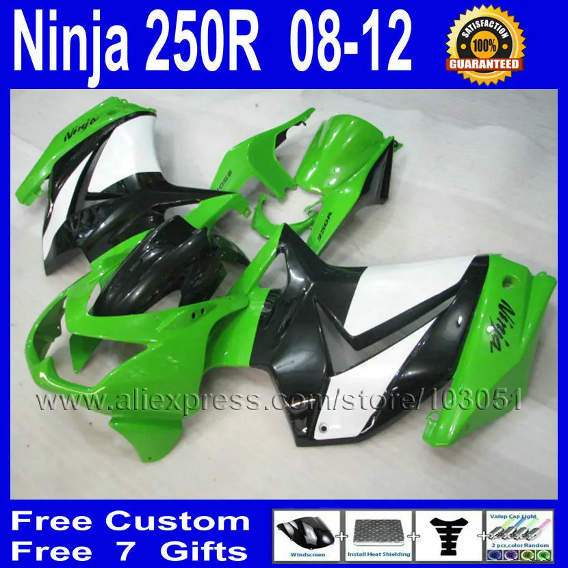 Fairing kit for ninja 250r Kawasaki 2008 2009 2011 2013 ZX250R green black 08 10 11 12 EX250 EX 250R motorcycle fairings kit Fairing kit for ninja 250r Kawasaki 2008 2009 2011 2013 ZX250R green black 08 10 11 12 EX250 EX 250R motorcycle fairings kit