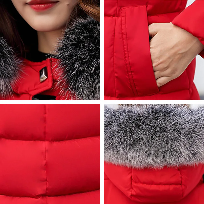 2018 winter women hooded coat fur collar thicken warm long jacket female plus size 3XL outerwear parka ladies chaqueta feminino Coats