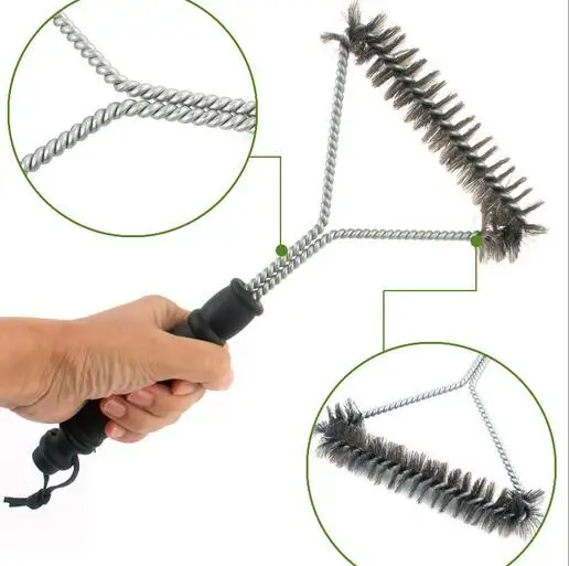 50pcs hot Non-stick Barbecue Grill BBQ Brush Stainless Steel Wire Bristles Cleaning Brushes Handle Durable Cooking BBQ Tools