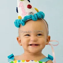 Вязаная крючком Детская шапка ручной работы Милая поздравительная открытка крючком колпак цветные точки Фотография реквизит