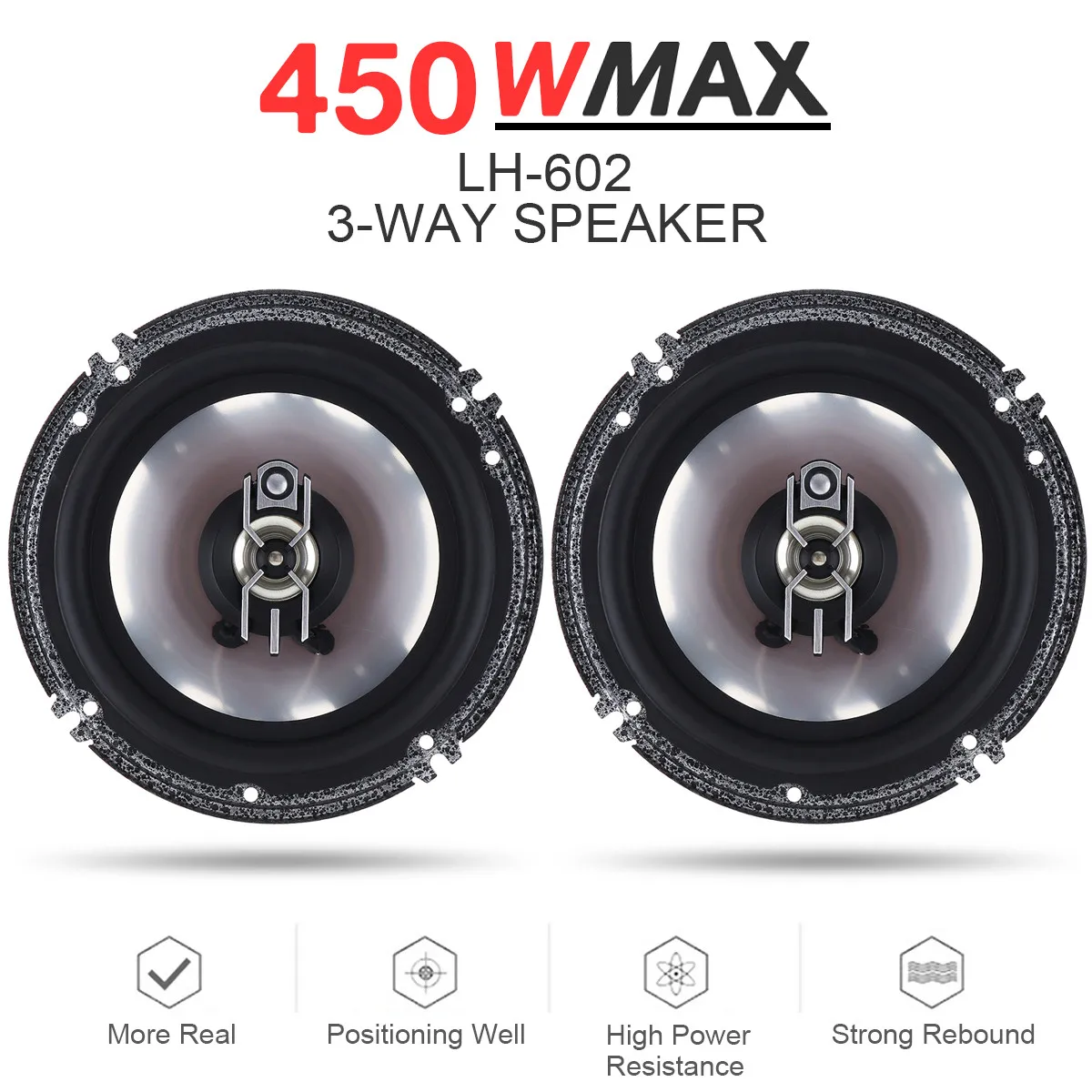 2pcs 6 Inch 450W 3 Way Hifi Car Coaxial Loud Speaker Auto Audio Music