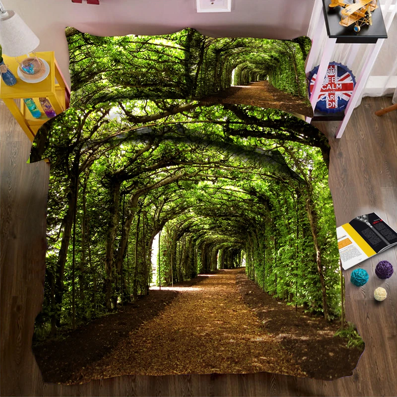 

Green tree hole 3d effect photo bed linen can be customized photo pattern
