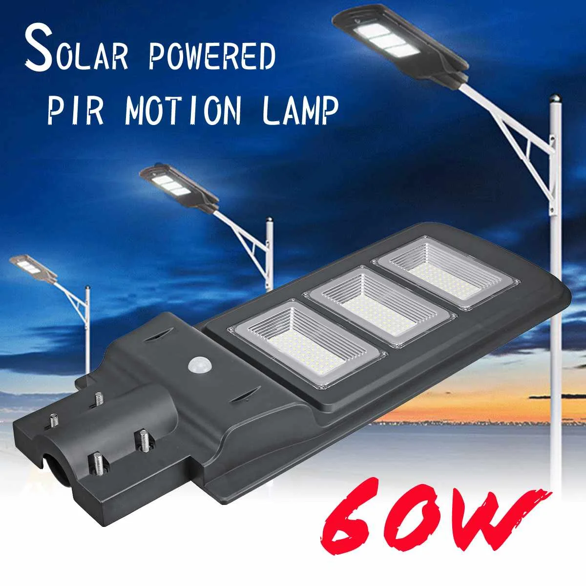 

1PC All-in-one 60W Solar Powered Lamp Solar Panel Lighting Light Control + PIR Motion Sensor Waterproof for Outdoor Street Light