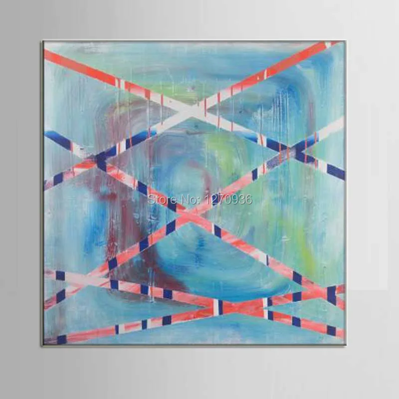 

Skilled Painter Pure Hand Painted Abstract Line Oil Painting on Canvas for Home Decor Blue Wall Painting for Living Room Decor