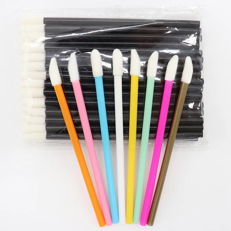 

50pcs/set Colorful One-Off Disposable lip Brush lipstick lipgloss Makeup Brush Pro Wands Applicator Makeup Tool Free Shipping