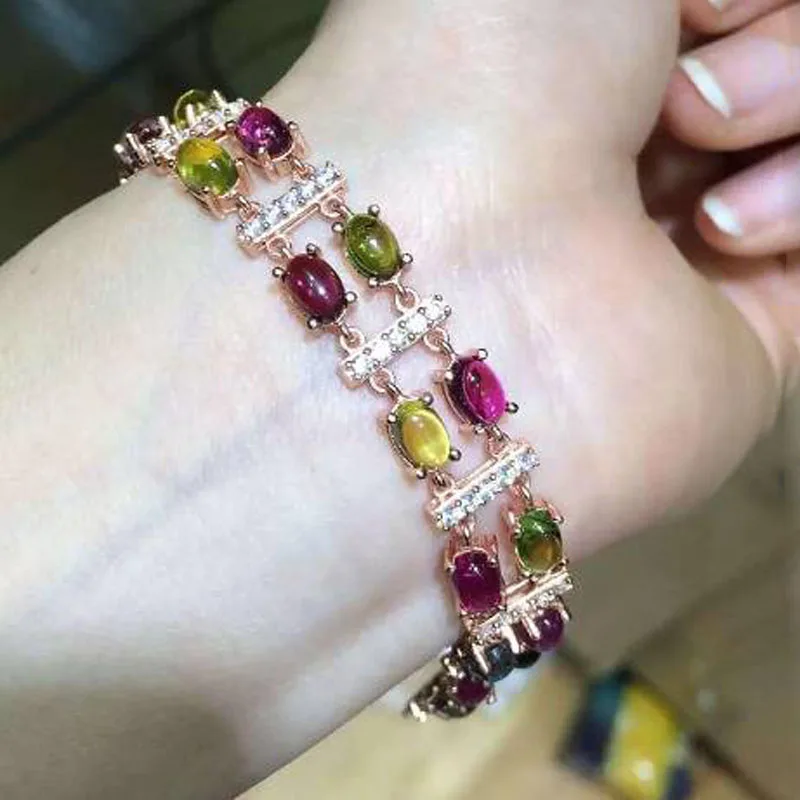 

2017 Real Qi Xuan_Tourmaline Stone Luxury Bracelets_Rose Gold Color Fashion Tourmaline Bracelets_manufacturer Directly Sales