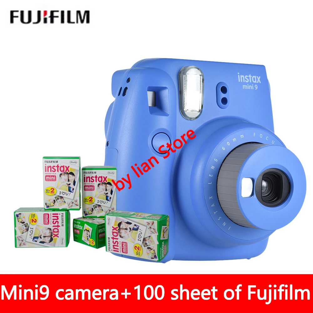 Оригинальная фотокамера моментальной печати Fujifilm Instax Mini 9+ 70 листов белая пленка Fuji Instax Mini 8+ объектив крупным планом