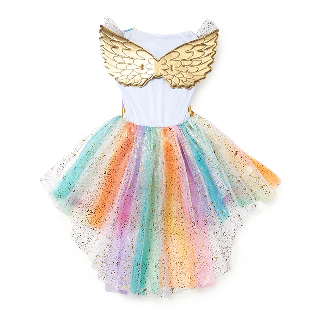 Girls Rainbow Unicorn Dress Tutu Princess Lace Dresses