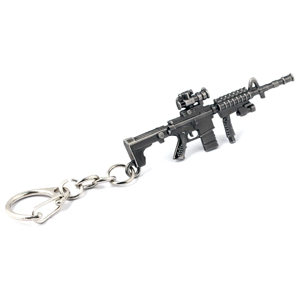 

2019 PUBG Hot Online Games Cross Fire AK47 Gun Mold Keychain Wholesale Cool Metal Weapon Key Chain Men Jewelry Key rings