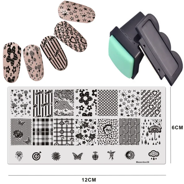 Buy Pro Rectangular Nail Stamper Scraper Set Cross