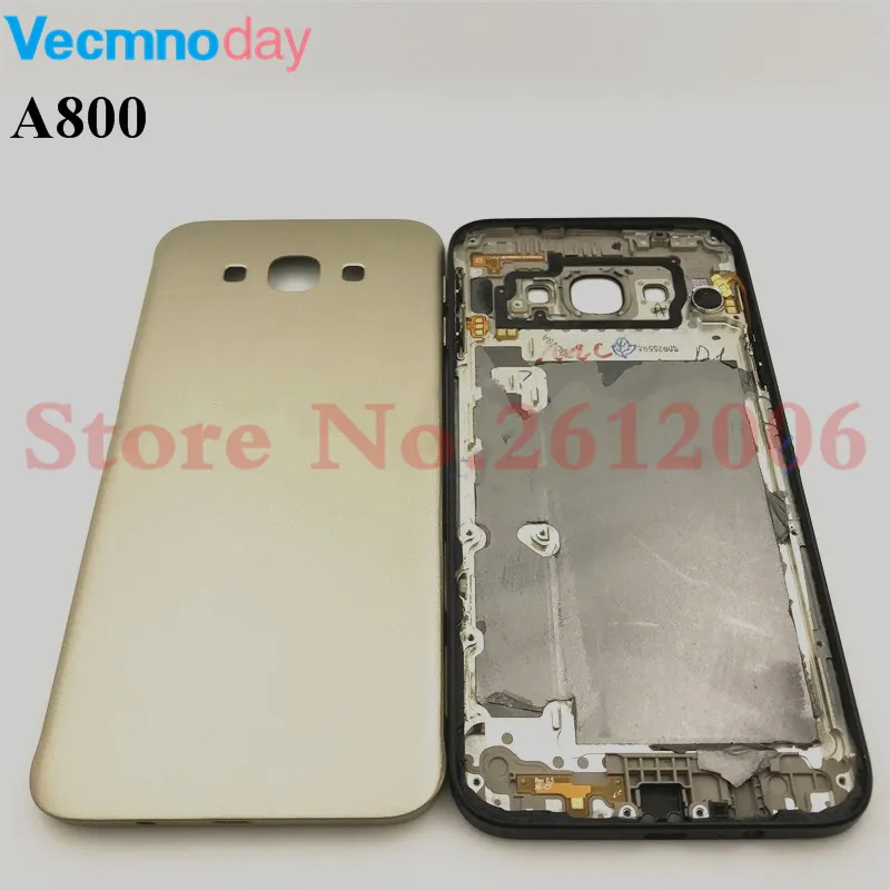 

Vecmnoday 5.7'' Metal Battery Door Back Cover Rear Battery Case Replacement For Samsung Galaxy A8 2015 A800 A8000 With Logo